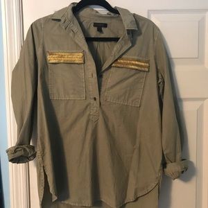 *J. Crew* Gold Embellished Button Up Shirt